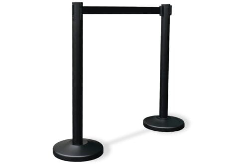 2x Afzetpaal | Mat zwart - 2 meter  band