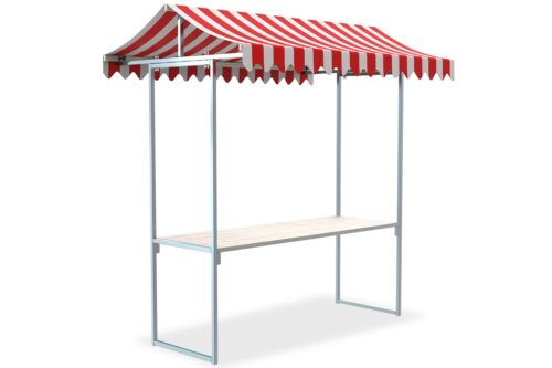 Marktkraam Professional | 2 meter | Gegalvaniseerd frame – Met kartelrand - Rood/wit, Zonder rok
